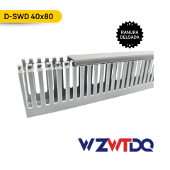CANALETA RANURADA RETARDANTE DE LLAMA 40X80MM, COLOR GRIS, RANURA DELGADA; Wanta plastic