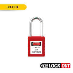 CANDADO DE SEGURIDAD NO AISLADO 38MM, COLOR ROJO, BD-G01; TEC LOCKOUT
