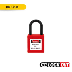 CANDADO DE SEGURIDAD AISLADO 25MM, COLOR ROJO, BD-G311; TEC LOCKOUT