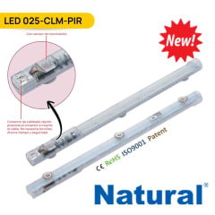 LÁMPARA LED PARA TABLERO 8W, 56-265VAC/DC. LED 025-CLM-PIR CON FIJACIÓN MAGNÉTICA Y SENSOR DE MOVIMIENTO; NATURAL