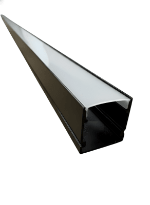 Perfil Aluminio Difusor 2020 3mt Sobreponer Negro1