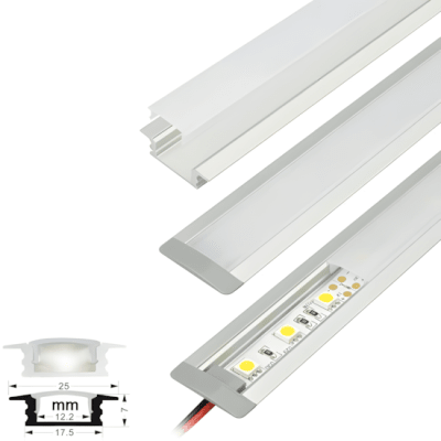 Perfil Aluminio Difusor 1204 3mt Plano Empotrable1