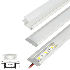 Perfil Aluminio Difusor 1204 3mt Plano Empotrable