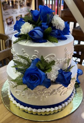 Torta Novios Rosas Azul
