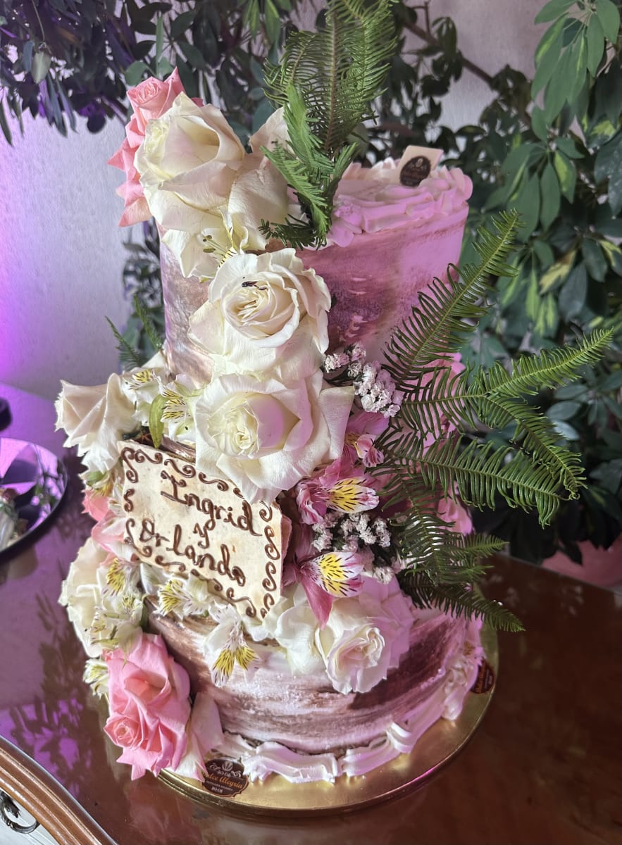 Torta Novios Temática Marmoleado & Rosas Naturales4