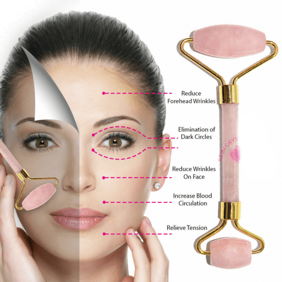 Rodillo Masajeador Facial Cuarzo Rosa (Unidad) Mundo del Joyero