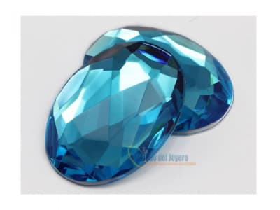 18x25mm Coubuchón Acrílico Blue Circón Oval (10 Unidades)