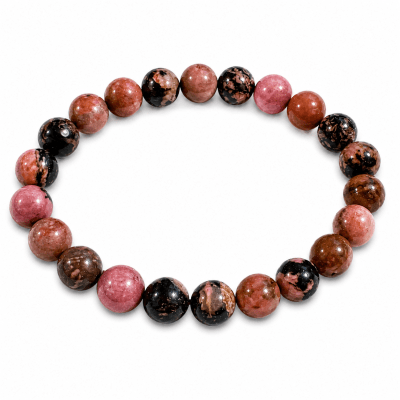 Pulsera Rodonita Natural Elasticada 10mm (Unidad)