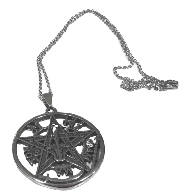 Colgante y Cadena Tetragramatón Acero Quirúrgico (Set)