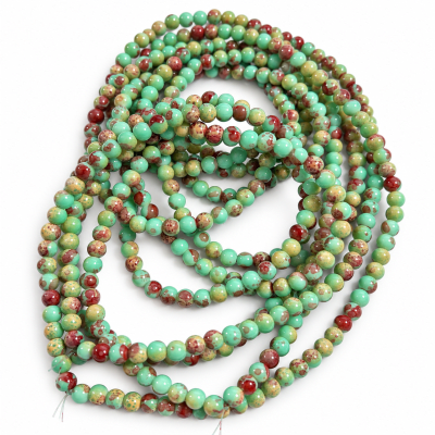 Vidrio Redondo Simil Jaspe Imperial Green 6mm (Tira)
