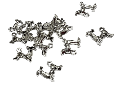 Colgante Metal Plateado Perrito 17x11mm (10 Unidades)