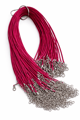 Collar Simil Cuero Fucsia-Burdeo 2mm Broche (Tira)2