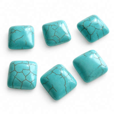 14X14mm Turquesa Reconstituída Coubuchón Cuadrado (Un)