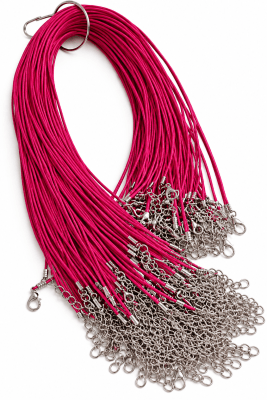 Collar Simil Cuero Fucsia-Burdeo 2mm Broche (Tira)1