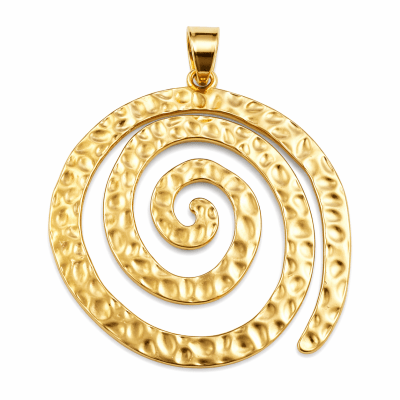 Colgante Bañado Oro Mate Espiral 7cms (Unidad)1