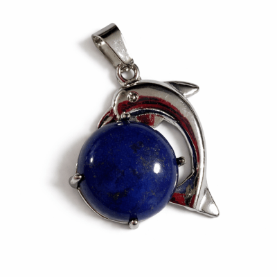 Colgante Delfín Plateado y Lapislázuli Natural (Unidad)