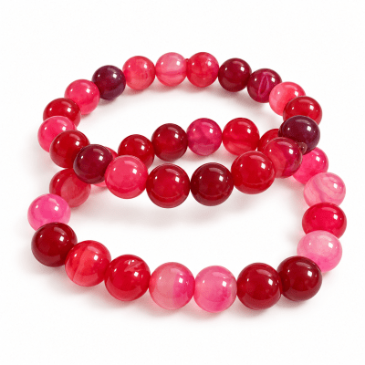 Pulsera Agata Fucsia Elasticada 10mm (Unidad)1