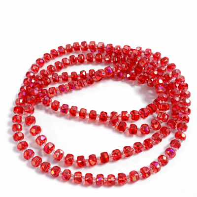 Cristal Rondelle Facetado Rojo Satín 7x5mm (Tira)1