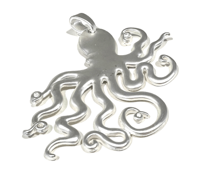 Colgante Bañado Plata Mate Pulpo 8cms (Unidad)