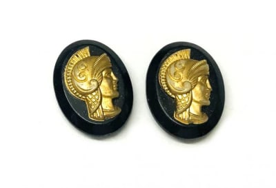 Camafeo Acrílico Troyano Dorado-Negro 20x15mm (Un)