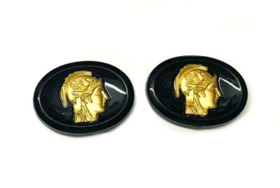 Camafeo Acrílico Guerrero Dorado 22x16mm (Un)