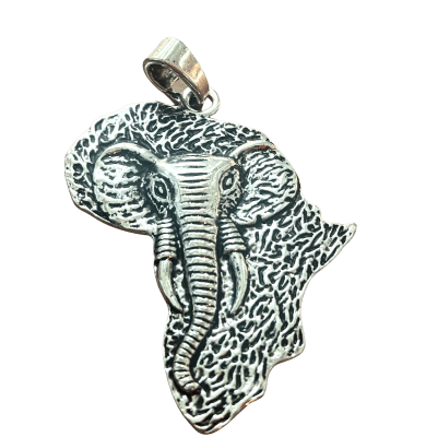 Base Collar Colgante Elefante Metal Plateada XL 7 cms (Unidad)