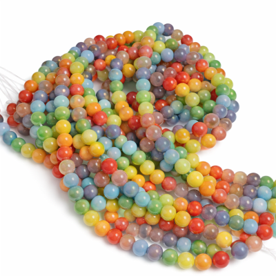 Perla Vidrio Tipo Shell 6mm Mix Encendido Redondo (Tira)1