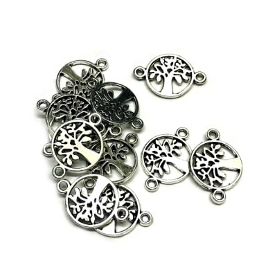 Conector Metal Plateado Árbol de la Vida 12mm (10 Unidades)