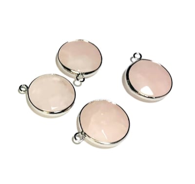 Colgante Piedra Cuarzo Rosa Redonda Facetada 20mm (Unidad)