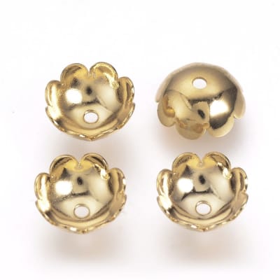 Casquete Bañado Oro 18K Pétalo 7,5mm (Par)