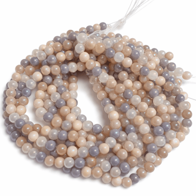 Perla Vidrio Tipo Shell 8mm Mix Mauve Redondo (Tira)1