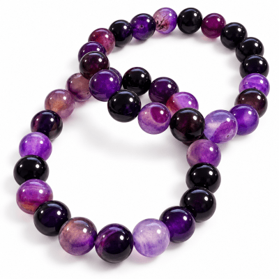 Pulsera Agata Púrpura Elasticada 10mm (Unidad)
