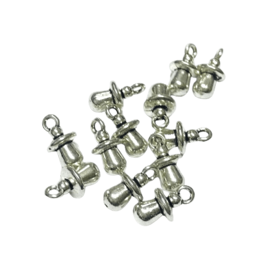 Colgante Plateado Chupete Bebe 12mm (10 Unidades)