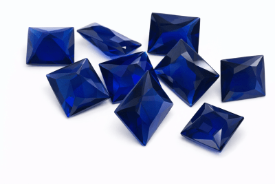 8x6mm Zafiro Azúl Glass Rectangular (Un)