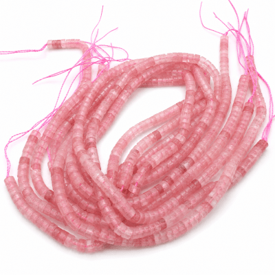 Cuarzo Rosa NATURAL HEISHE TUBO 4X3MM (TIRA)1