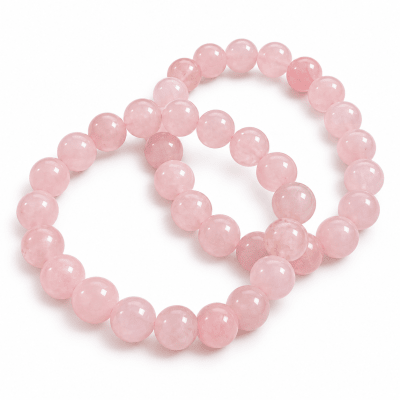 Pulsera Cuarzo Rosa Elasticada 10mm (Unidad)1