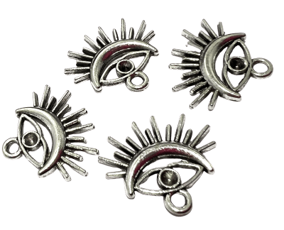 Colgante Metal Plateado Ojo Turco 15x17mm  (10 Unidades)