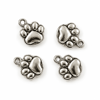 Colgante Plateado Huella Perro Relieve (10 Unidades)