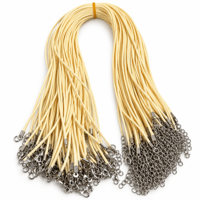 Collar Simil Cuero Crema 2mm Broche (Tira)1