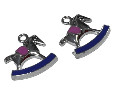 Colgante Metal Esmaltado Caballo Línea Azúl (Unidad)