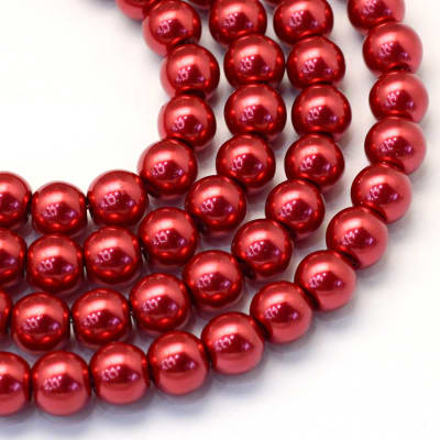 Perla Vidrio 6mm Rojo Redondo (Tira)1