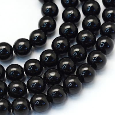 Perla Vidrio 10mm Negro Redondo (Tira)1