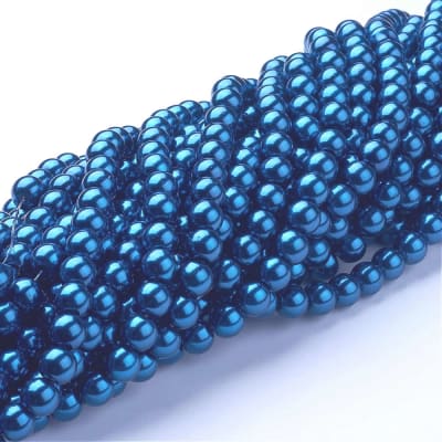 Perla Vidrio 8mm Blue Pearlized Redondo (Tira)