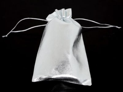 Bolsa Organza Satín Metálico Plateado 15x10cms (Unidad)1