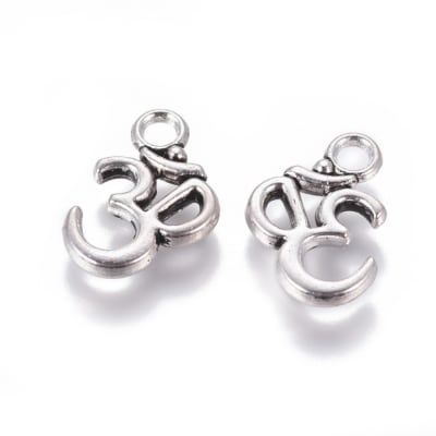 Colgante Plateado Om 15mm (10 Unidades)1