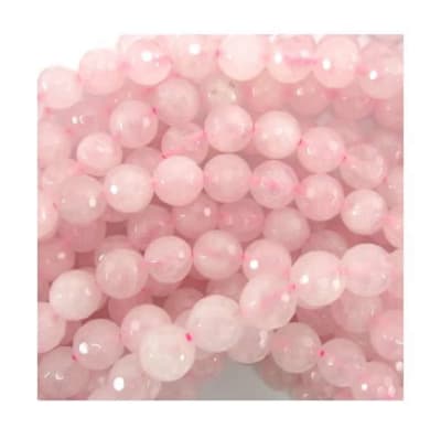 Cuarzo Rosa Facetado 6mm Redondo (Tira)