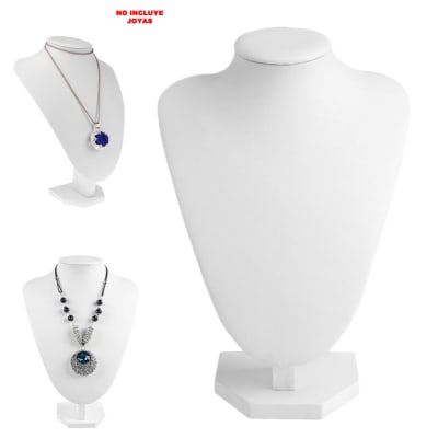 Cuello Exhibidor Collar Cadena Blanco Lujo 24x17 cms (Un)1