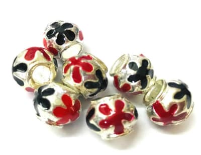 Pandora Metal Rojo Negro 14mm (10 Unidades)