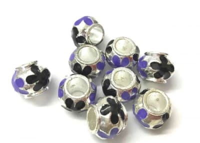 Pandora Metal Lila Negro 14mm (10 Unidades)