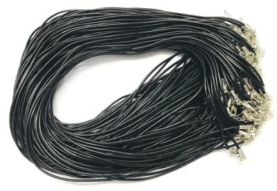 Collar Cuero Negro 2mm Broche (Tira)